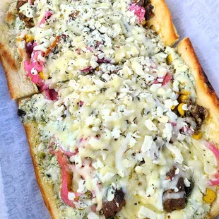 Spicy Meat Lovers Mediterranean Pizza