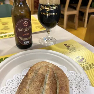 Spinach and cheese burek. Sarajevsko beer.