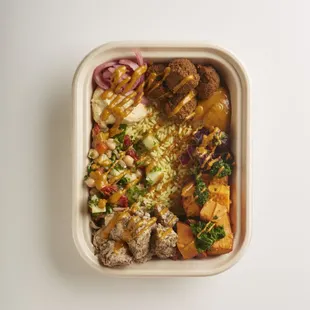 Housemade Falafel &amp; Lemon Za'atar chicken.