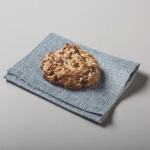 Our gluten free brown butter and almond chocolate chunk cookie, sweetened with honey, no added sugar.