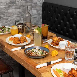 interior, chicken wings and fried chicken