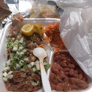 Half and half...Berria &amp; Barbacoa couldn't decide. Handmade tortillas