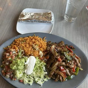 Lunchtime steak fajitas, very good!