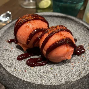 Fresa Sorbet w/ Chamoy and Tajin