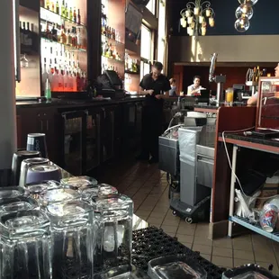 a view of the counter and the bar