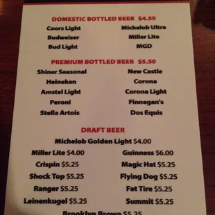 Drink menu: Beer