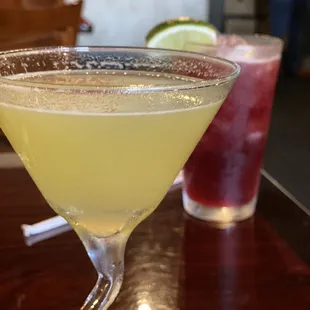 Pineapple Martini and hibiscus margarita