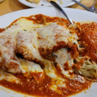 eggplant rotilini with angel hairpasta