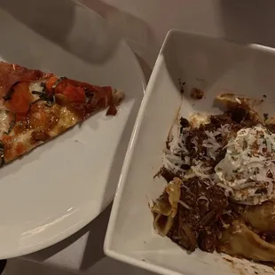 Short rib ragu, margarita pizza