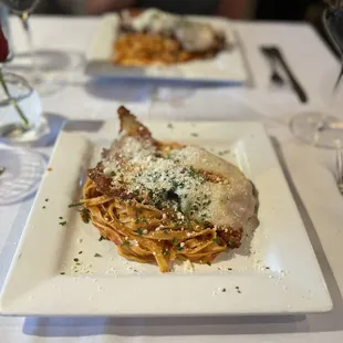 Chicken Parmigiana with Spaghetti