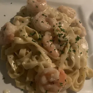 Fettucine Alla Panna with shrimp