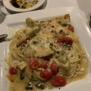 Chicken piccata with Spaghetti