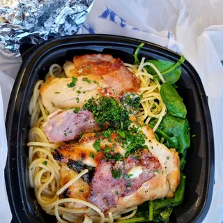 Chicken Saltimbocca with spaghetti