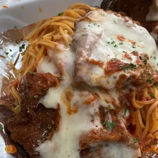 Chicken Parmigiana with Spaghetti