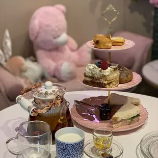 three tiered trays of desserts