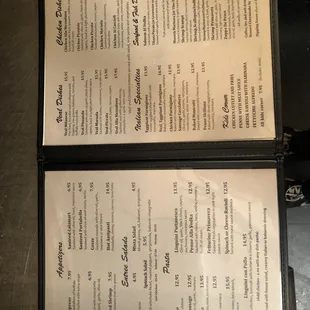 Dinner menu