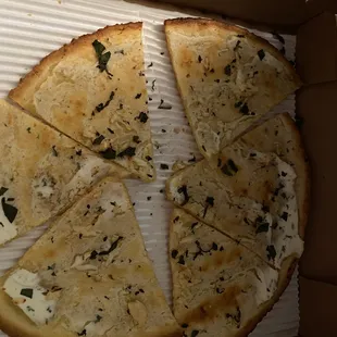 Cauliflower crust with ricotta cheese only. You could crack a tooth on the crust.