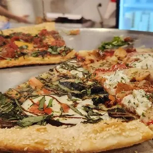 Various pizza slices