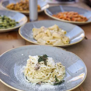 Tajarin, Rigatoni Carbonara, Pomodoro - IG: @nelson_eats