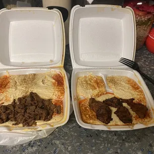 Beef Kebab Plate and Beef Shawarma Plate