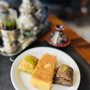 a plate of desserts
