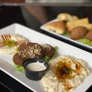 two plates of food on a table