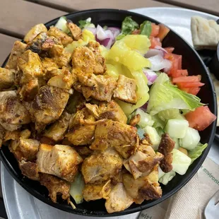 Chicken schwarma green salad