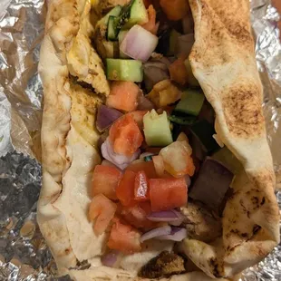 Pita wrap with grilled chicken