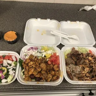 Small Tabouli Salad, spicy hummus, Make Your Own Hummus Plate, Make Your Own Rice Bowl (the whole haul!)