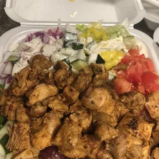Make Your Own Rice Bowl (chicken shawarma, all the toppings, house sauce)