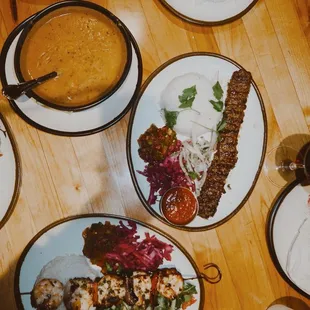 Lentil Soup Cup Lamb Adana Kebap