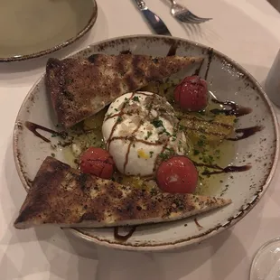 Peach and tomato burrata