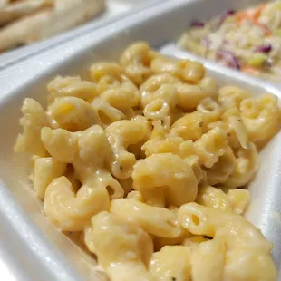White aged cheddar mac n cheese.