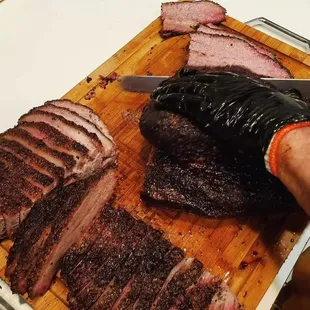Sliced brisket. Never dry.