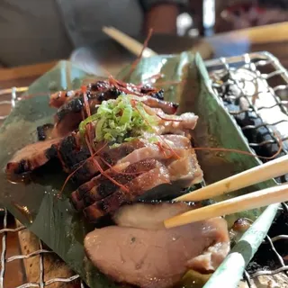 Miso Marinated Duck Breast Served on Hoba Leaf