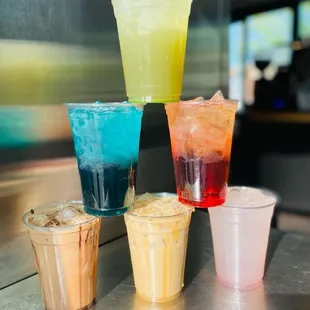 a variety of drinks