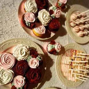 a variety of cupcakes and pastries