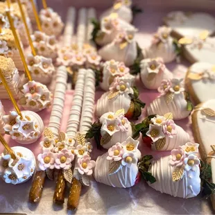a display of desserts on a table