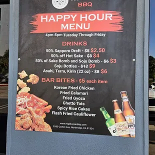 Happy Hour menu