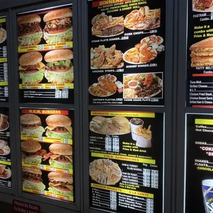 menus and prices on the wall