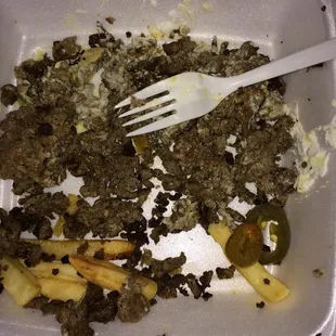 Idk if you can really tell by this picture but its chopped up hamburger meat ! :(