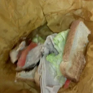 This is black stuff ( it looks like mold) on the turkey sandwhich I order for my daughter at MGM.