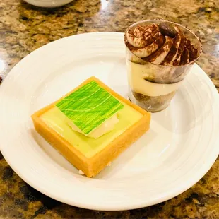Tiramisu; key lime tart