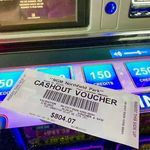 Not a bad return on my $50 investment I hit quickly so my stay was less than one hour (always take the money and leave)