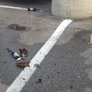 I stopped to buy Golden Moon Gin. I told the cashier that some smashed bottles all over the lot. They said they don't handle those issues...