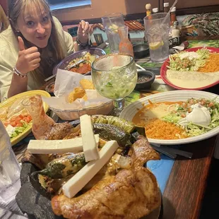 Molcajete and Chimichanga table. Margarita house Jalepeno with Cucumber was worthy of top shelf.