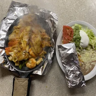 two plates of food on a table