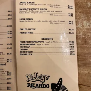 Menu last page