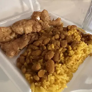 a meal in a styrofoam container