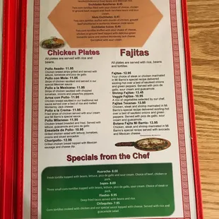 a menu for a mexican restaurant